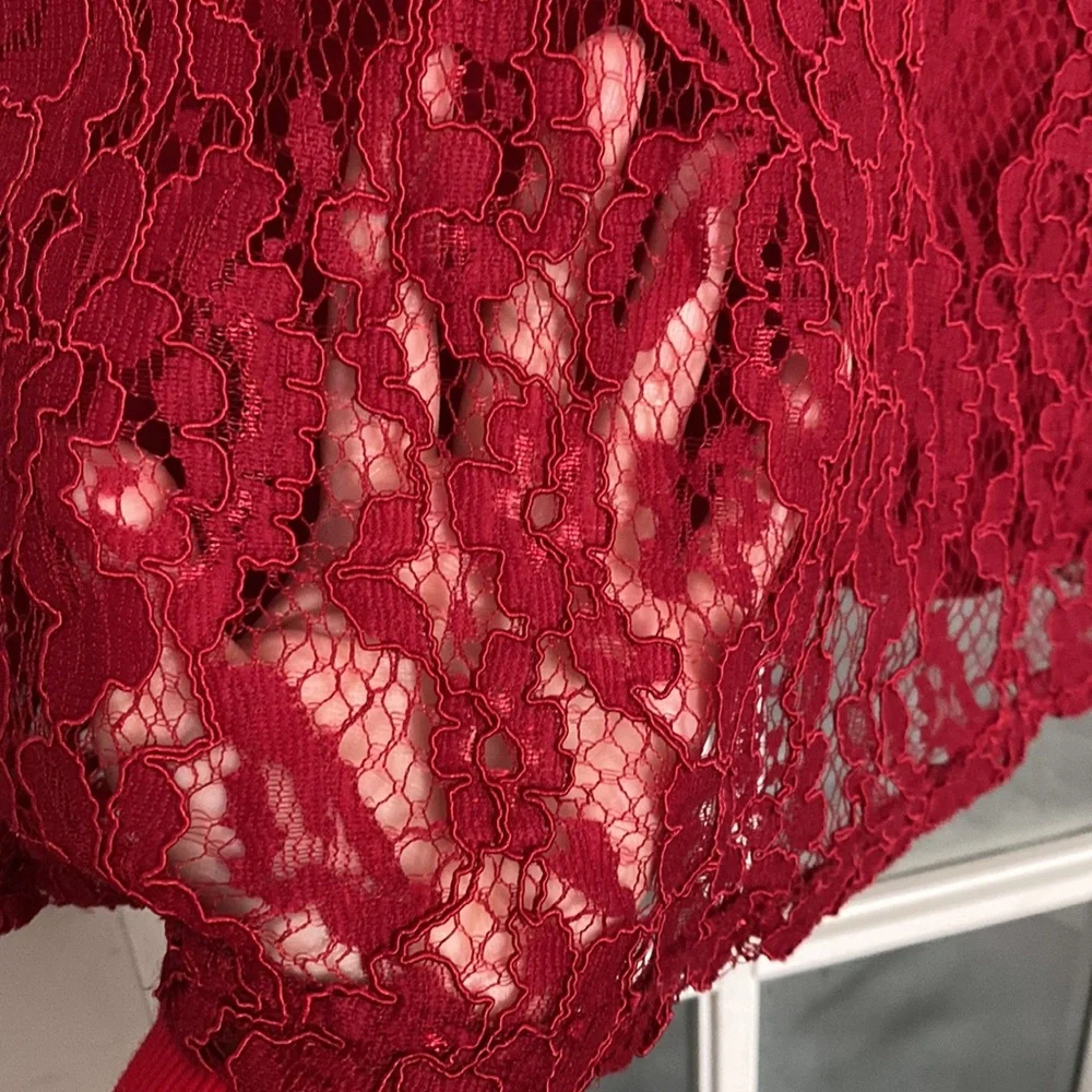 Sweet Modesty women’s red lace pencil skirt - Picture 6 of 6